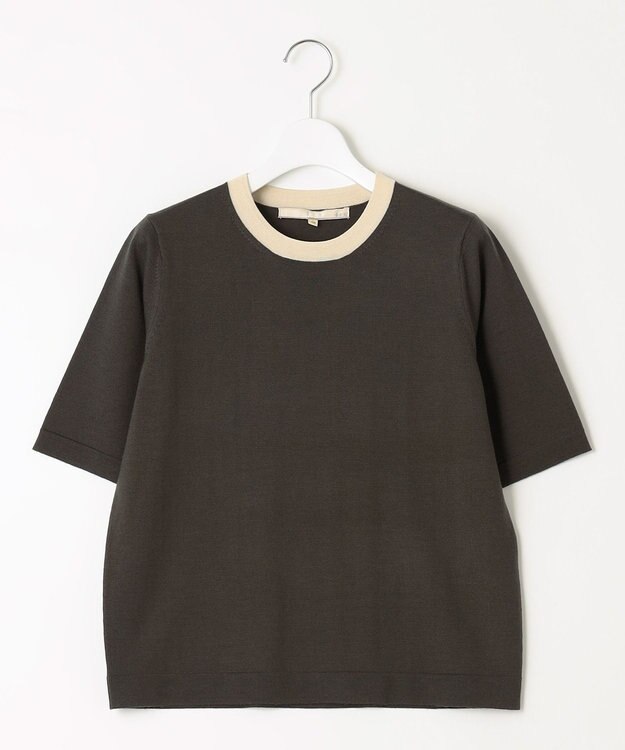 自由区 S 【アンサンブル対応・洗える】ウールシルク5分袖 ニット スレート