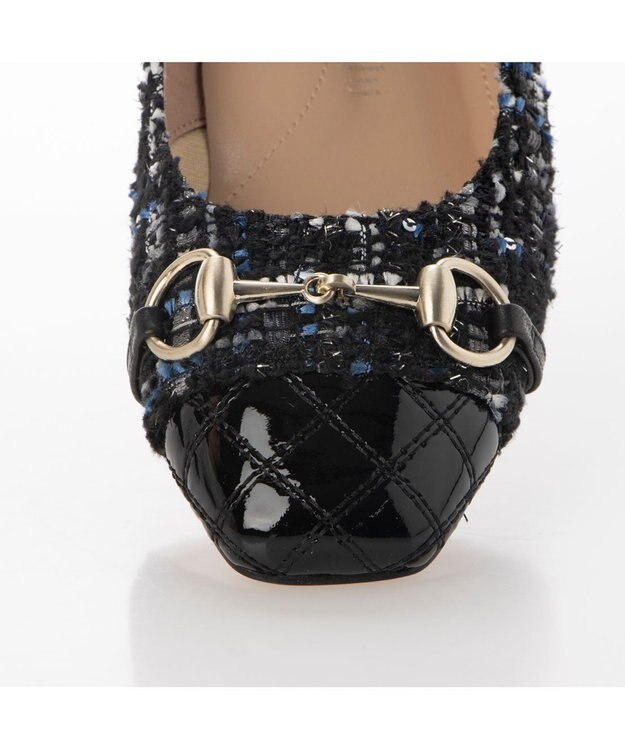 MODE ET JACOMO <MODE ET JACOMO>スクエアビットフラットパンプス ネイビーコンビ