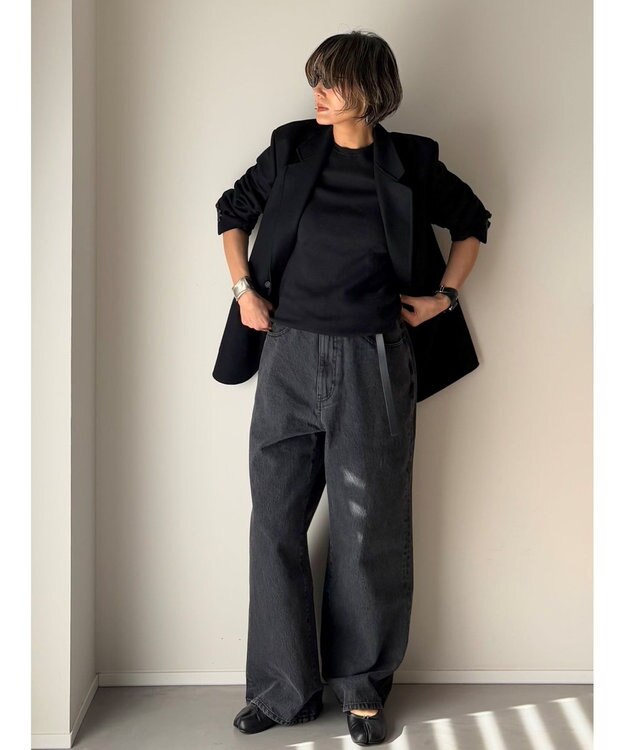 woadblue ＜坪田あさみさんコラボ＞DADA  ダダ  /  BLACK ワイドデニムパンツ BLACK