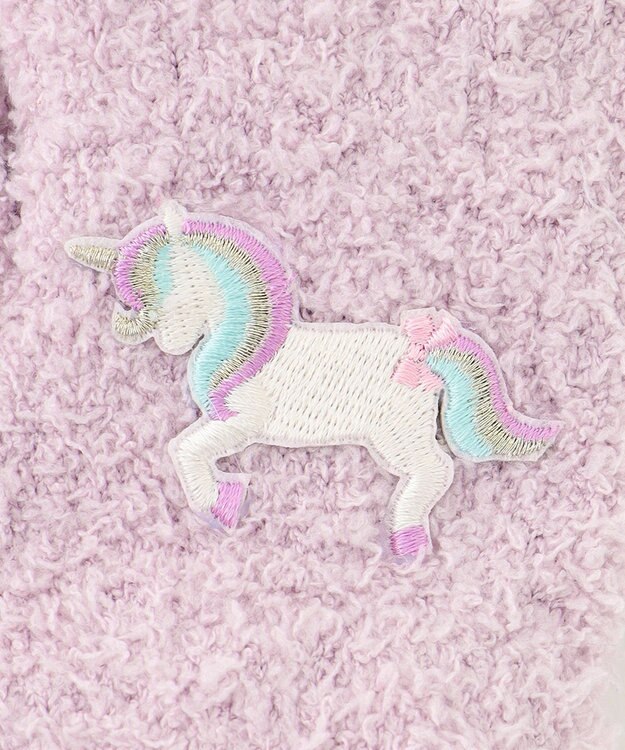 ANY KIDS アニマル 刺繍 手袋 ラベンダー×ユニコーン