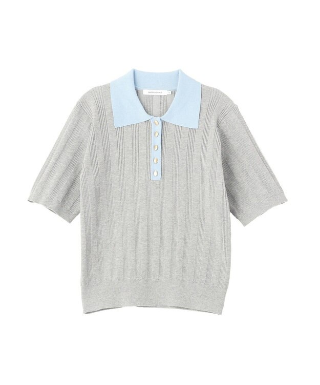 AMERICAN HOLIC 襟配色ニットポロ Light Gray