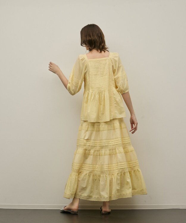 GRACE CONTINENTAL レースコンビピンタックブラウス イエロー