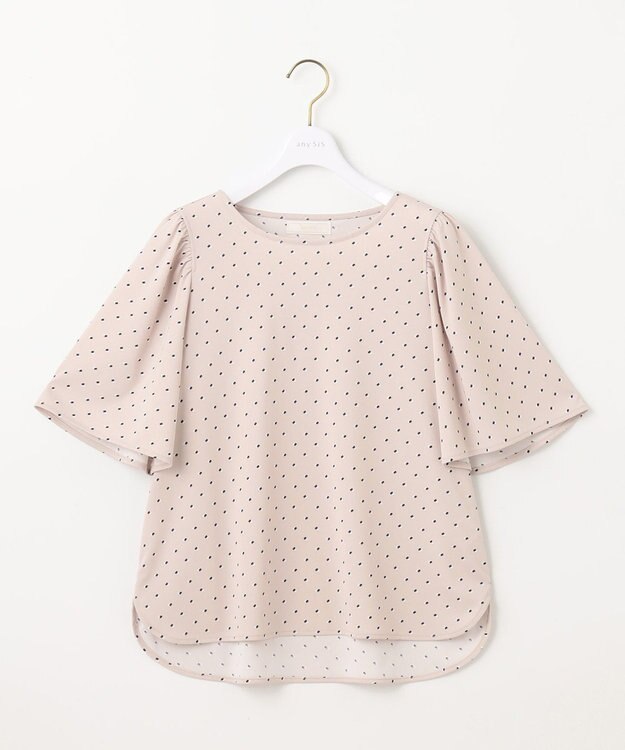 ANY SIS 【接触冷感・吸水速乾・UVケア】エアリードレープスムース フレア袖 ブラウス ローズグレー系