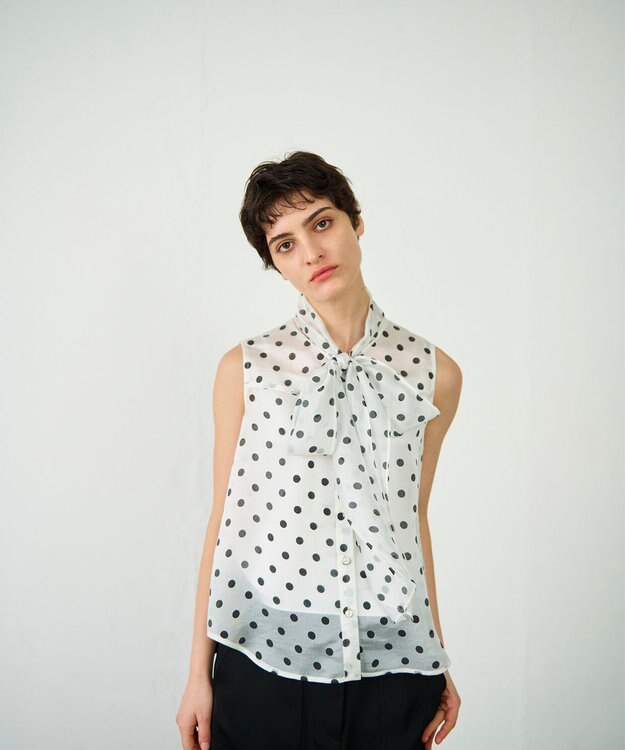 GRACE CONTINENTAL シアードットプリントブラウス ホワイト