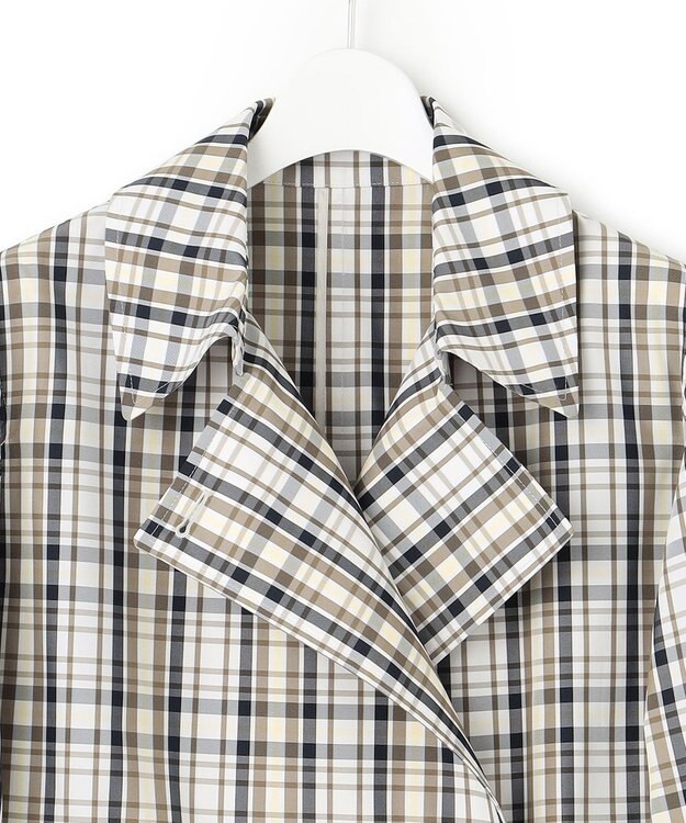 23区 S メモリーチェック トレンチコート ダークブラウン系3