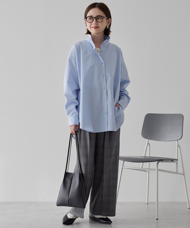 AMERICAN HOLIC イージーケアハイネックシャツ Sax