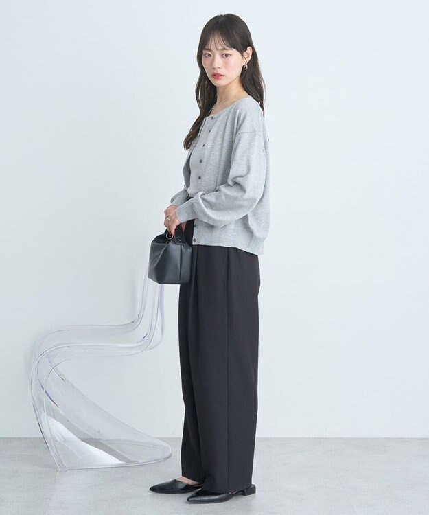 earth music&ecology ＵＶカット加工クルーネックニットカーディガン Gray Mixture
