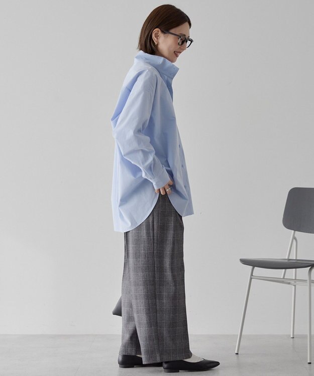 AMERICAN HOLIC イージーケアハイネックシャツ Sax