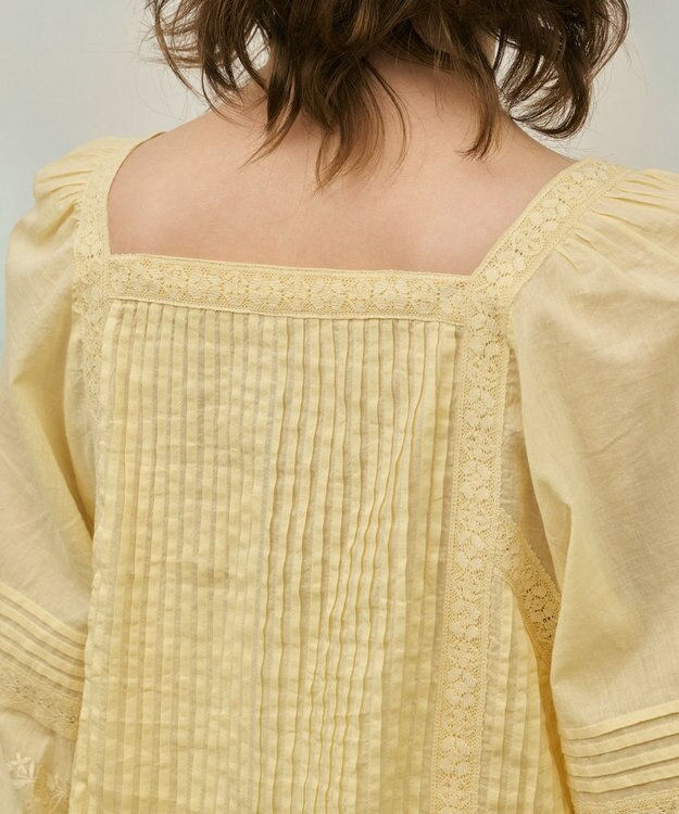 GRACE CONTINENTAL レースコンビピンタックブラウス イエロー