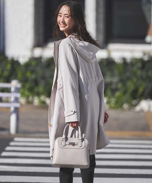 ANY SIS 【洗える】フーデットロング コート ライトグレー