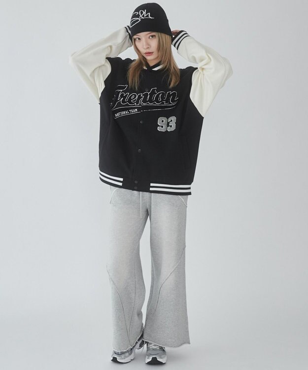 WEGO 【ユニセックス着用ITEM/MLサイズ展開】サガラワッペンスウェットスタジャン ブラック