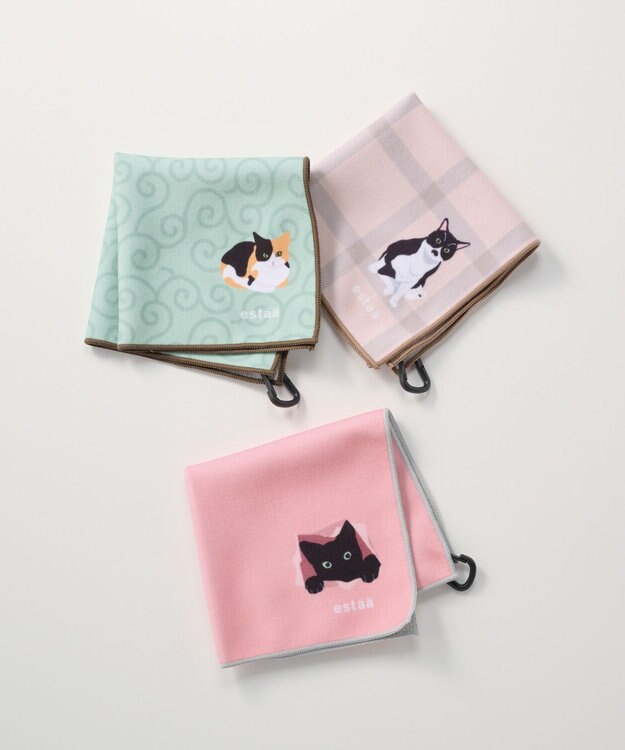 MOONBAT 【WEB限定】エスタ (estaa) くっつきタオル　ねこ グレー