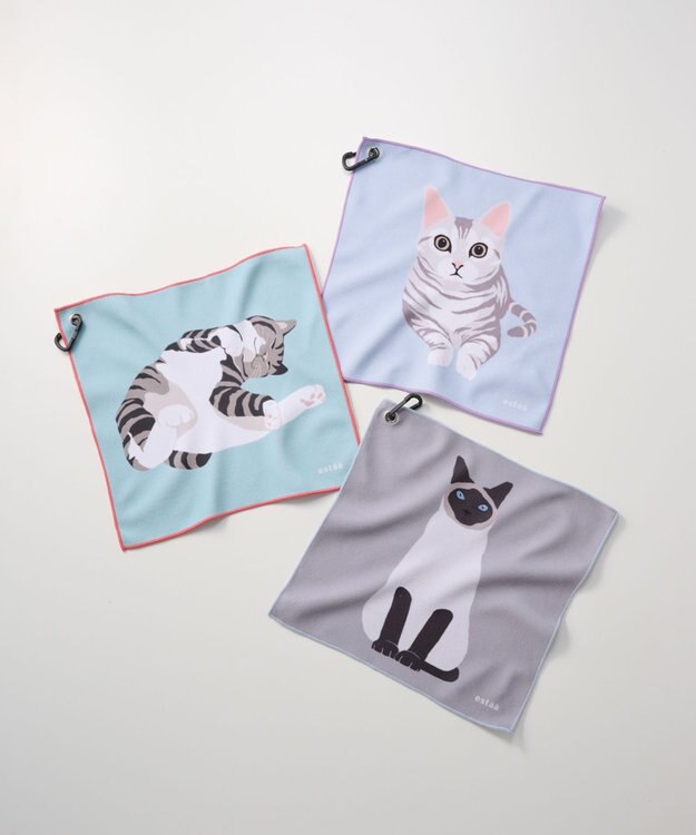 MOONBAT 【WEB限定】エスタ (estaa) くっつきタオル　ねこ グレー