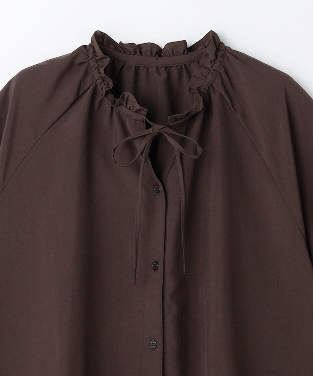 ANY 楽映えフリルネックブラウス（セットアップ着用可） ブラウン