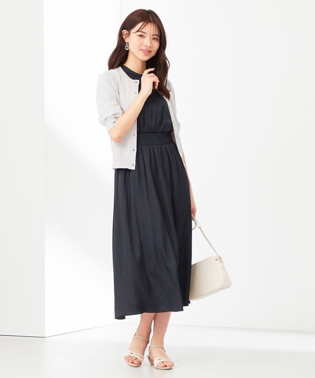 ANY SIS 【洗える】カッセンハシゴレース ワンピース ネイビー