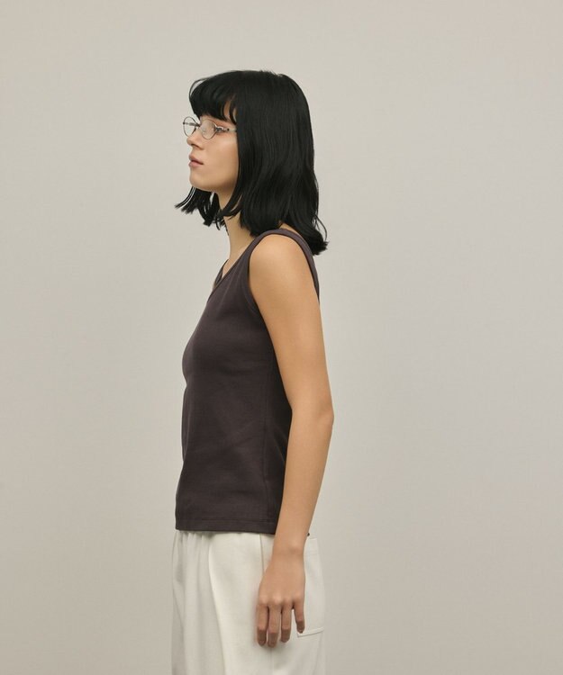 GRACE CONTINENTAL テレコノースリーブトップ ブラウン