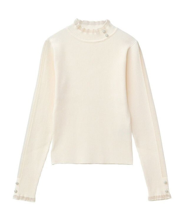 Green Parks ・ｓｗｉｎｇ　ｂｙ　シフォンフリルリブハイネック Ivory