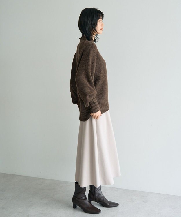 YECCA VECCA メルトンジャージーAラインスカート Gray Beige