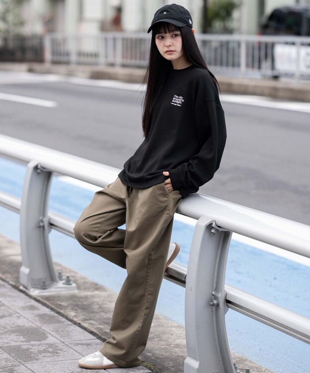 WEGO 【ユニセックス着用ITEM/XSSMLサイズ展開/ウエストゴム】ユルフィットコットンイージーパンツ カーキ