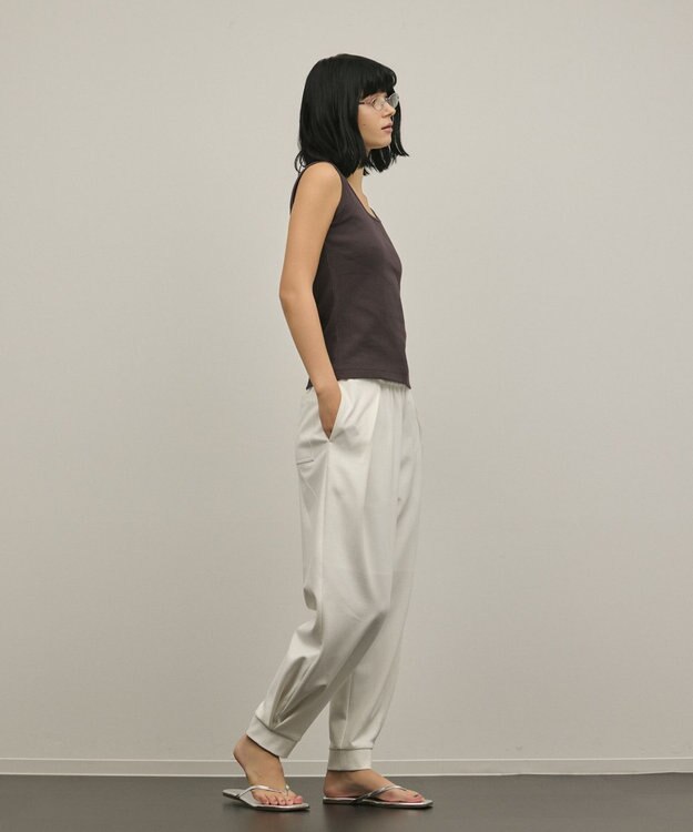 GRACE CONTINENTAL テレコノースリーブトップ ブラウン