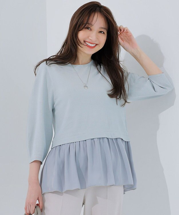 ANY SIS 【洗える】ファブリックコンビ ニット ミント