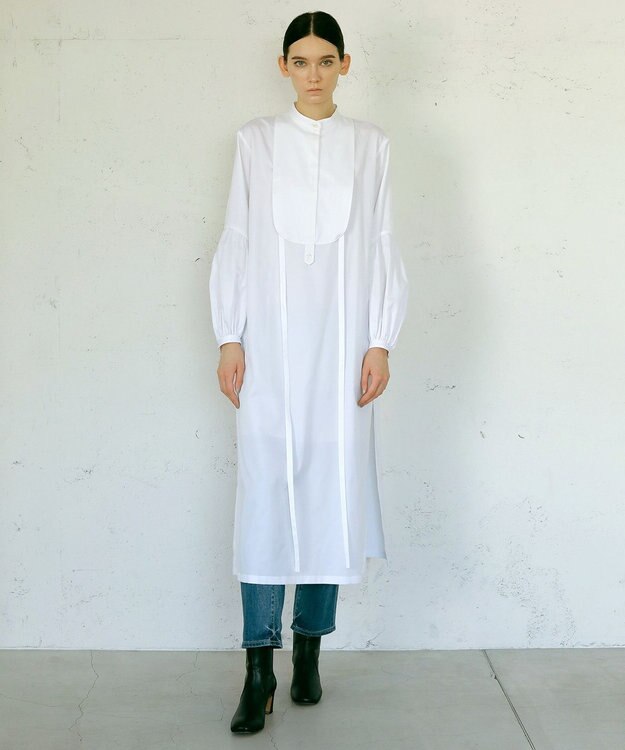 23区 【23区 lab.】ハイカウントコットン マキシ丈 シャツ ワンピース ホワイト系