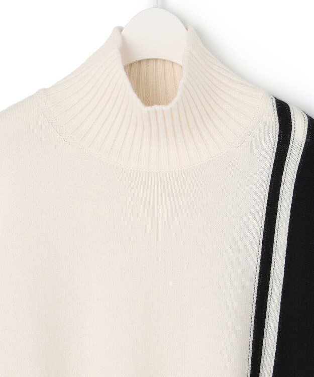 ICB 【洗える】 ソフトカシミヤミックス ライン柄ニット オフホワイト系2