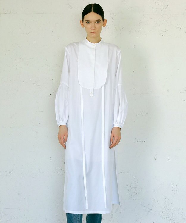 23区 【23区 lab.】ハイカウントコットン マキシ丈 シャツ ワンピース ホワイト系