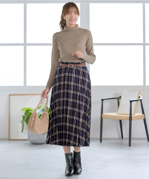 Tiaclasse 【安田美沙子さん着用】チェックプリーツスカート ネイビー