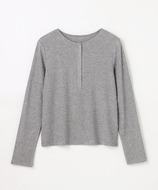 ANY クリアラメフライスヘンリーネックプルオーバー グレー