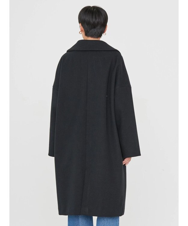 AMERICAN HOLIC 中空ＦＩＢＥＲドロップショルダーチェスターコート Black