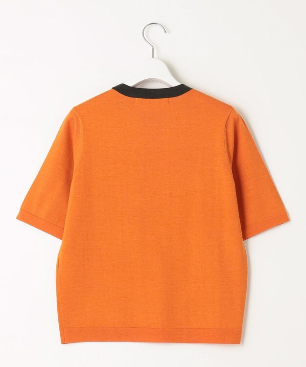 自由区 S 【アンサンブル対応・洗える】ウールシルク5分袖 ニット ビタミンオレンジ