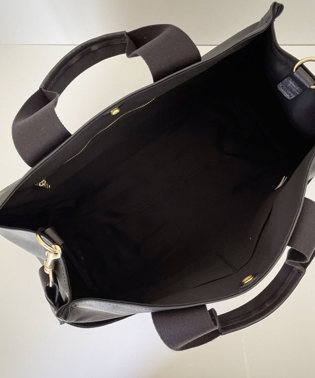 Hekhèr Le Style de Vie 【日本製 / A4サイズ対応 / 2WAY】PUコートコットンキャンバス トートバッグ large ブラック