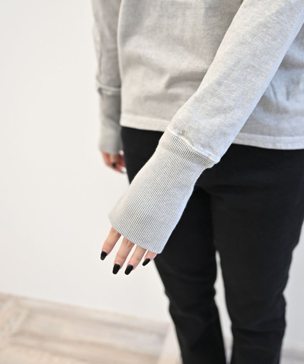 caqu caqu x good on long sleeve pocket tee リラックスフィットポケットTシャツ ash