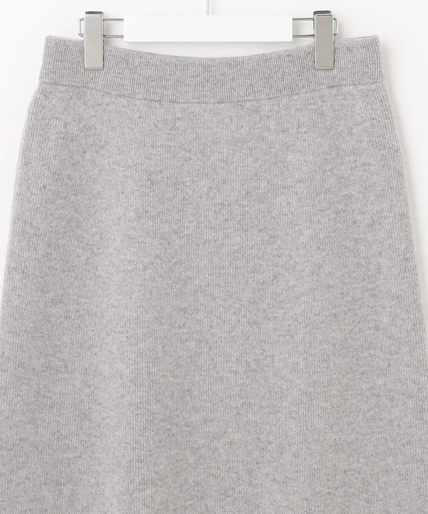自由区 【洗える】ウールカシミヤブレンド ニットスカート ライトグレー系