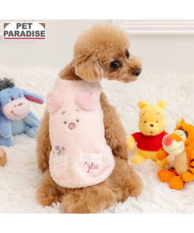 PET PARADISE ディズニー くまのプーさん ピグレット もこもこベスト 小型犬 ピンク