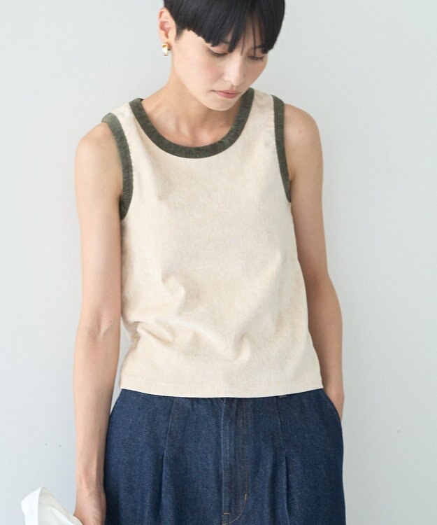 AMERICAN HOLIC 配色ベロアタンクトップ Charcoal Gray