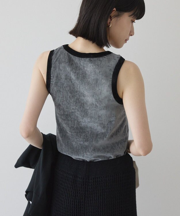 AMERICAN HOLIC 配色ベロアタンクトップ Charcoal Gray