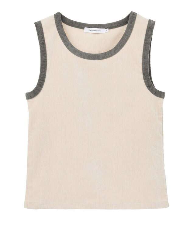 AMERICAN HOLIC 配色ベロアタンクトップ Charcoal Gray
