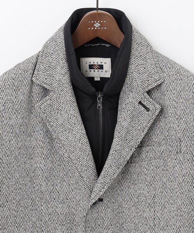 JOSEPH ABBOUD 【撥水/ダウン/ライナー取り外し可能】インターレースヘリンボン コート ライトグレー系7