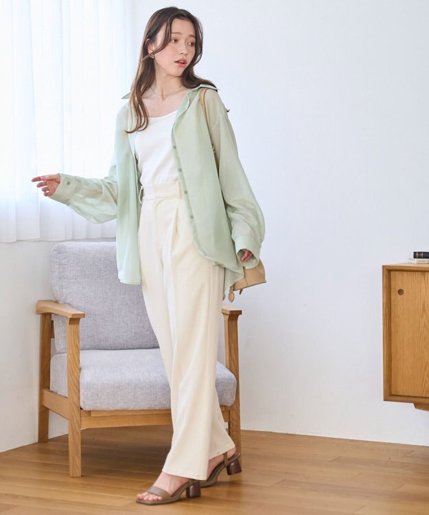 WEGO 【シワになりにくい/手洗い可】シアーBIGシャツ グリーンその他