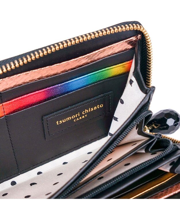 tsumori chisato CARRY ドロップス　ラウンドファスナー長財布 【かわいいデザイン！本革のやわらかな風合い】 ブラックⅡ