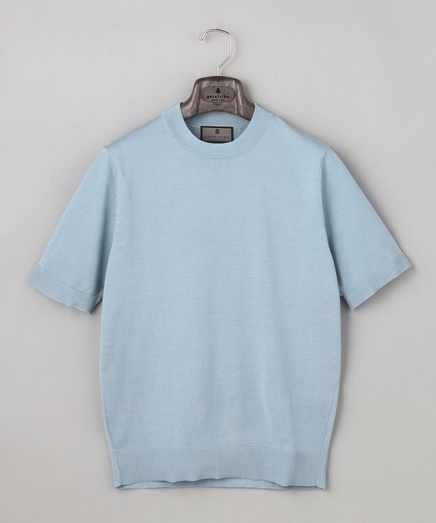 GOTAIRIKU 綿とポリのいいとこどり【洗濯機可】テーラード DRESS BIZ ニットTシャツ サックスブルー系