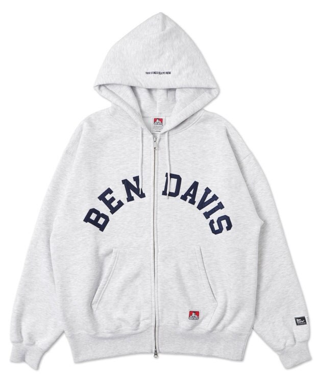 WEGO BENDAVISアーチロゴZIPパーカー アッシュグレー