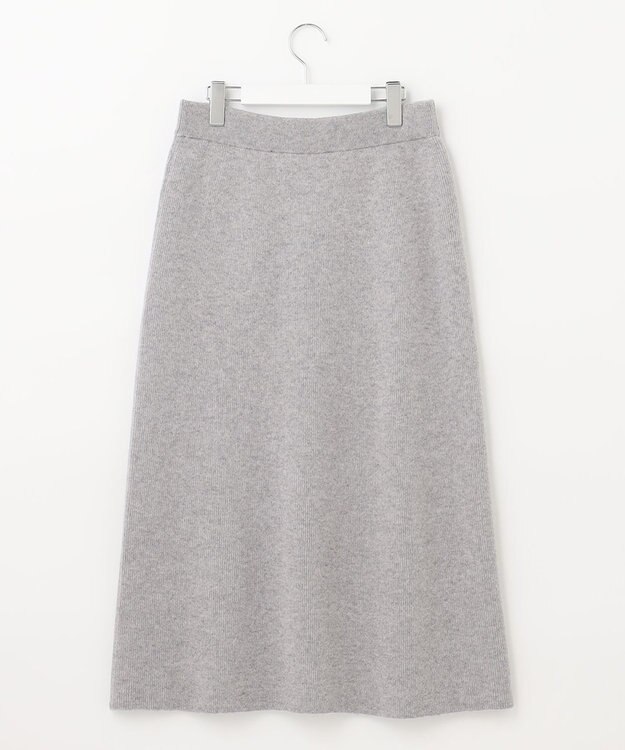 自由区 【洗える】ウールカシミヤブレンド ニットスカート ライトグレー系