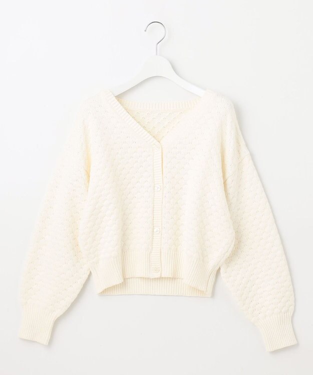 Feroux 【洗える】ポコポコ カーディガン ホワイト系