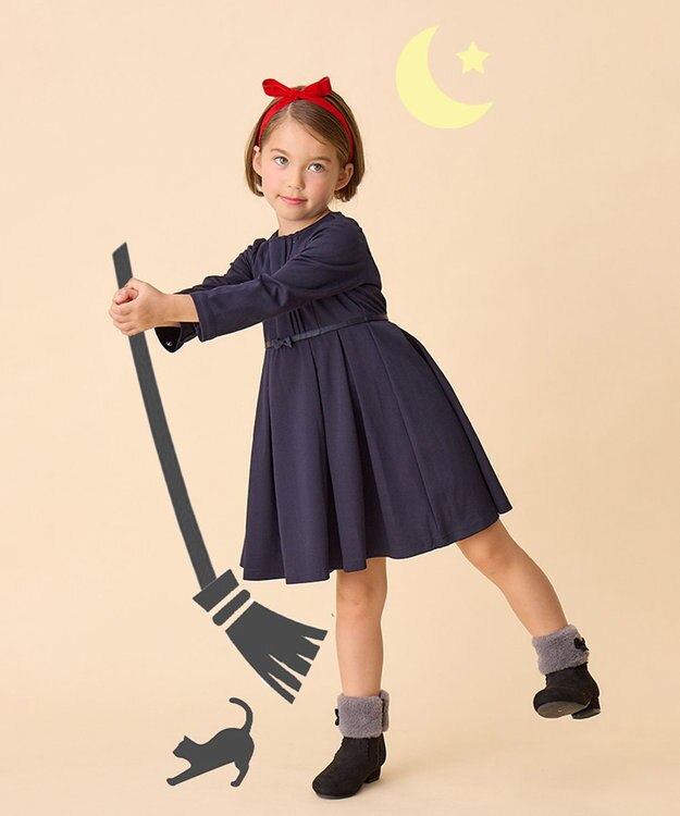 ANY KIDS レース付き きちんと ワンピース ネイビー