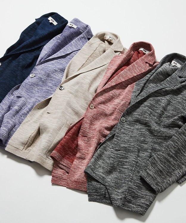 JOSEPH ABBOUD 【清涼感/軽い/洗える】 スラブギマニットジャケット ブラック系