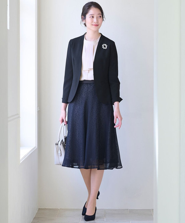 ANY SIS 【洗える】セレモニーダブルクロス カラーレス ジャケット ブラック