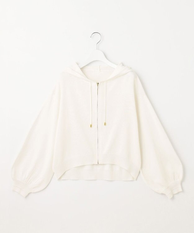 Feroux 【UVカット・接触冷感】パフスリーブニット パーカー ホワイト系